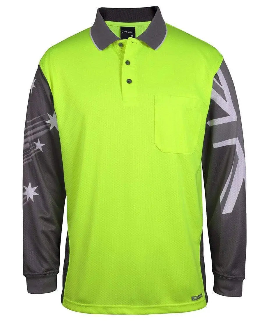 JB's Hi vis long sleeve Southern Cross polo 6HSCL Metro Workwear.